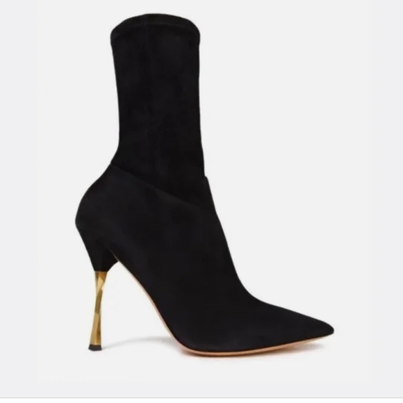 Valentino Suede gold heeled booties - Picture 2 of 7